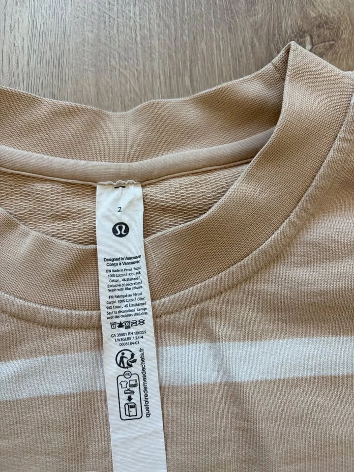 Lululemon Perfectly Oversized Cropped Crew Stripe – Size 2 - photo 4