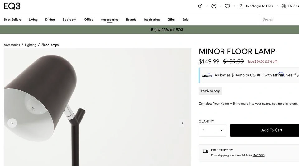 EQ3 Minor Floor Lamp - Black - photo 3