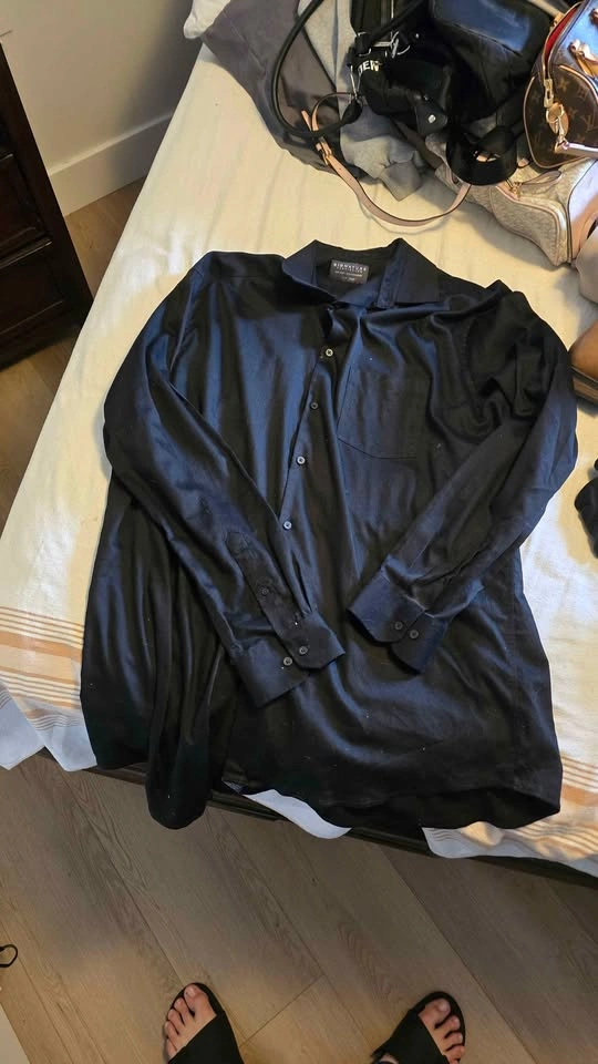 Signature Carrington Black Non-Iron Dress Shirt Size 17.5 37/38 - photo 3