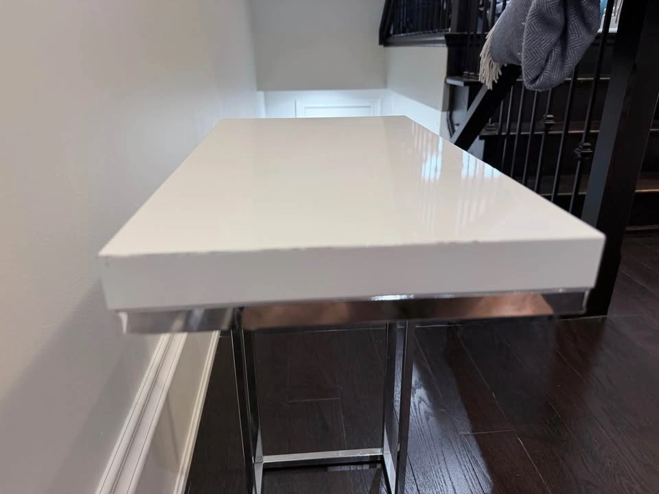 Trendy Chrome & Gloss white side coffee table - photo 4