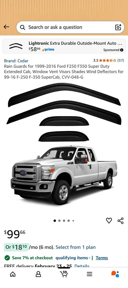 Rain Guards for 99-16 Ford F250 F350 Super Duty Extended Cab