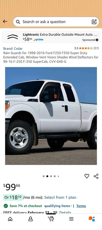 Rain Guards for 99-16 Ford F250 F350 Super Duty Extended Cab - photo 2