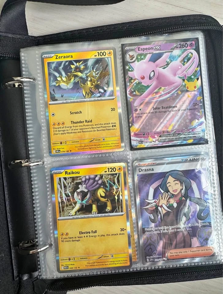 Filled Pokémon card binder