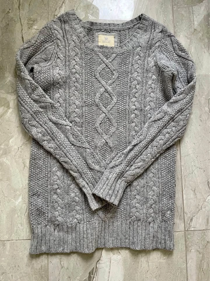 Aerie Gray Cable Knit Sweater dress sz small