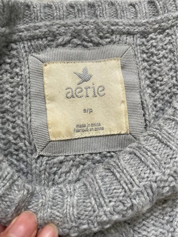 Aerie Gray Cable Knit Sweater dress sz small - photo 3