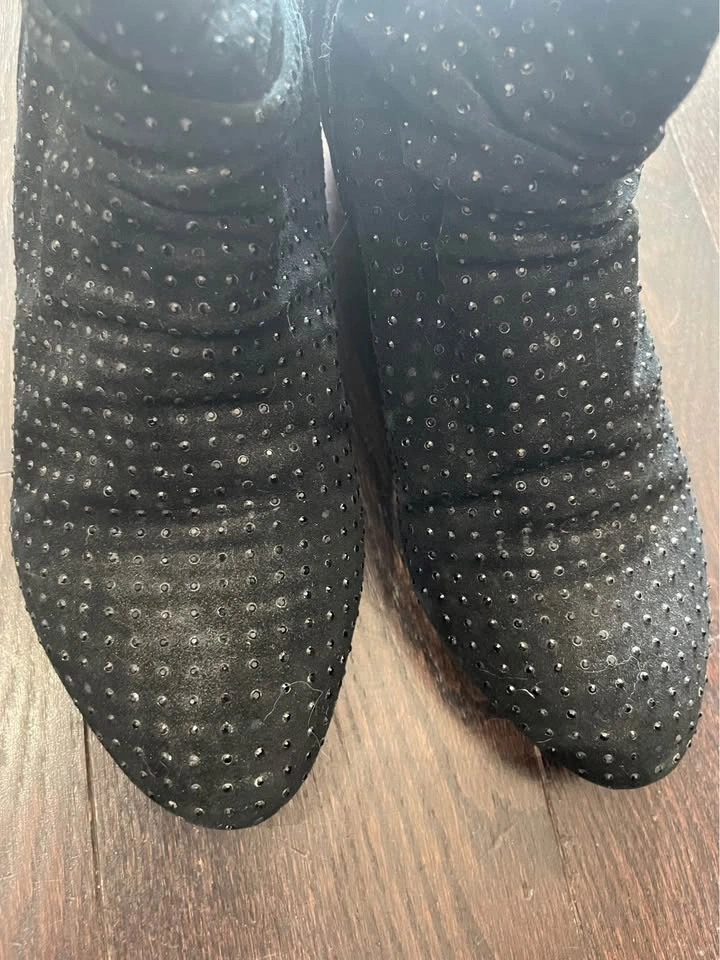 Leather suede sparkle black booties sz 7 - photo 3