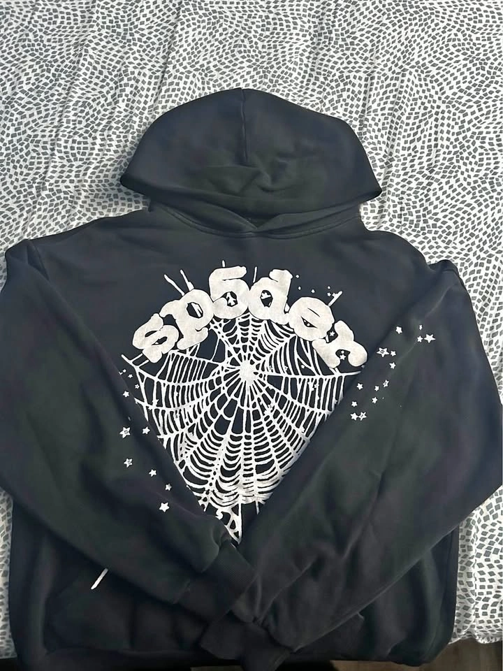 Sp5der OG Web Hoodie Black White Size Large