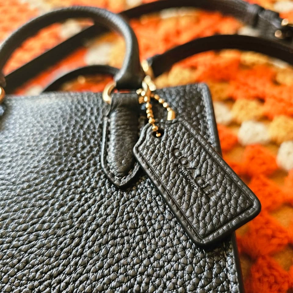 Coach Mini North/South Tote Black Pebble Leather Crossbody Bag - photo 3