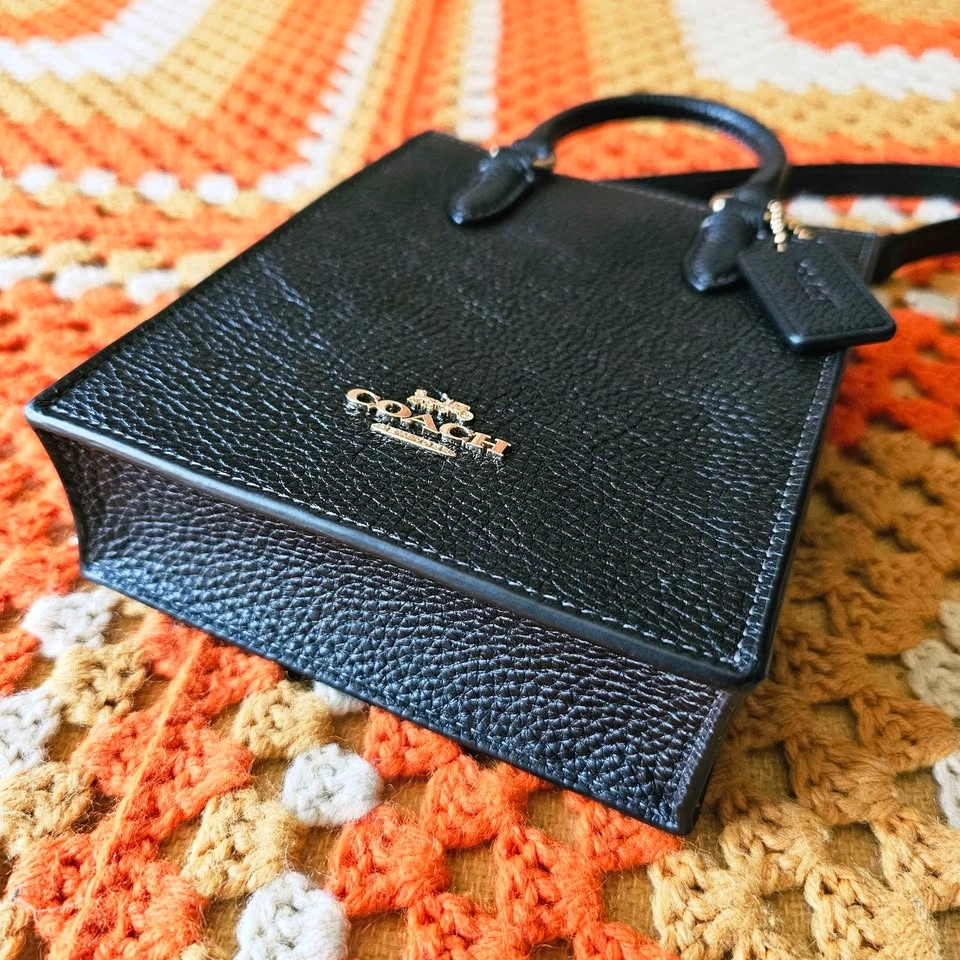 Coach Mini North/South Tote Black Pebble Leather Crossbody Bag - photo 5