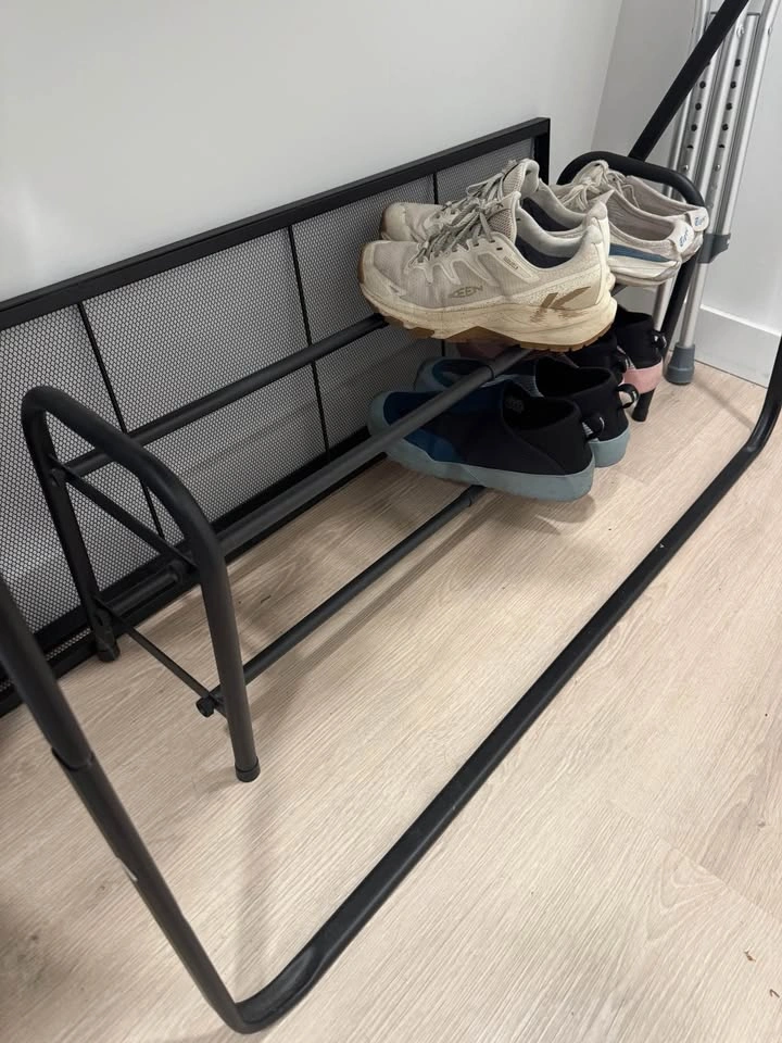Double tier black metal shoe rack - photo 2