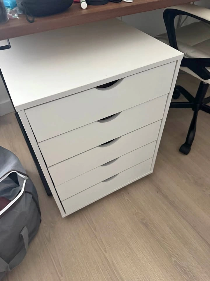 OLIXIS 5 Drawer File Cabinet with Wheels, Under Desk Storage