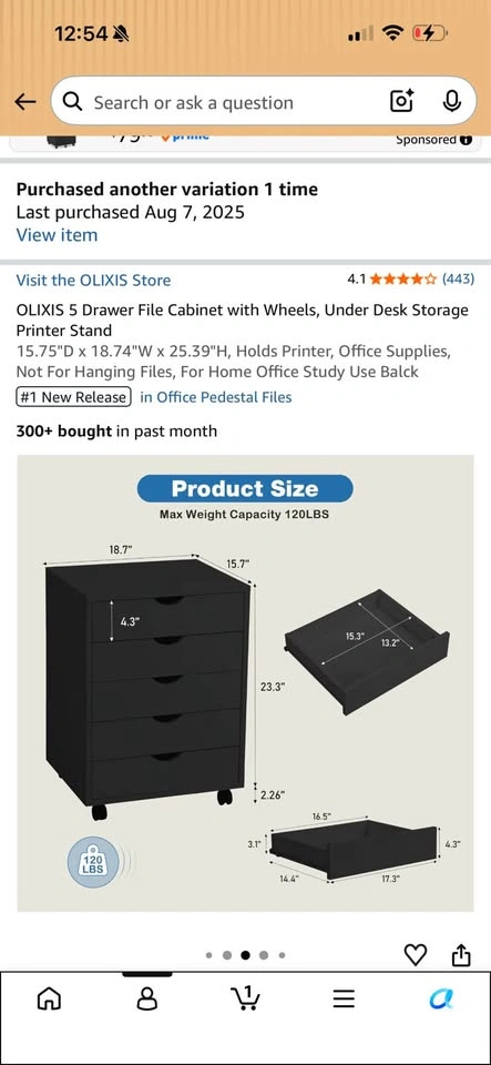 OLIXIS 5 Drawer File Cabinet with Wheels, Under Desk Storage - photo 2