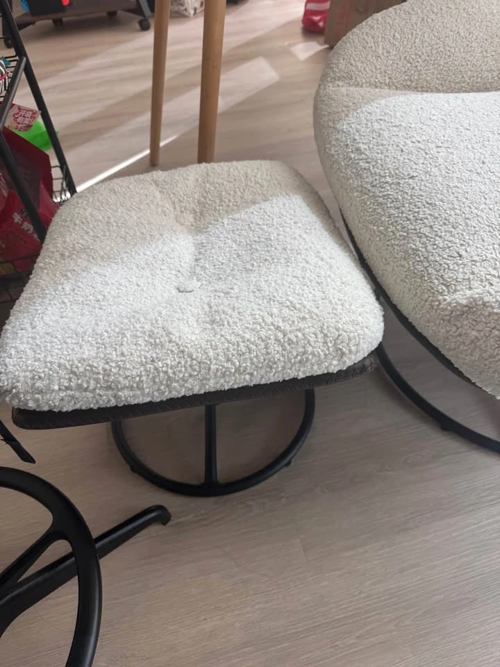 Faux Fur Lounge Chair with Footrest, 360 Swivel Sofa - photo 3