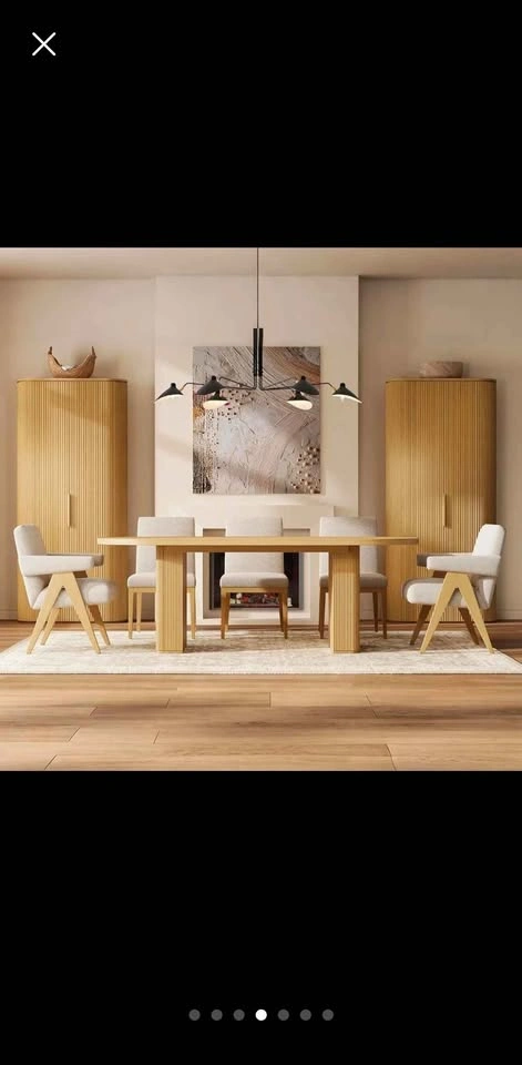 Expandable Oak Dining Table with Fluted Pedestal Base - photo 2
