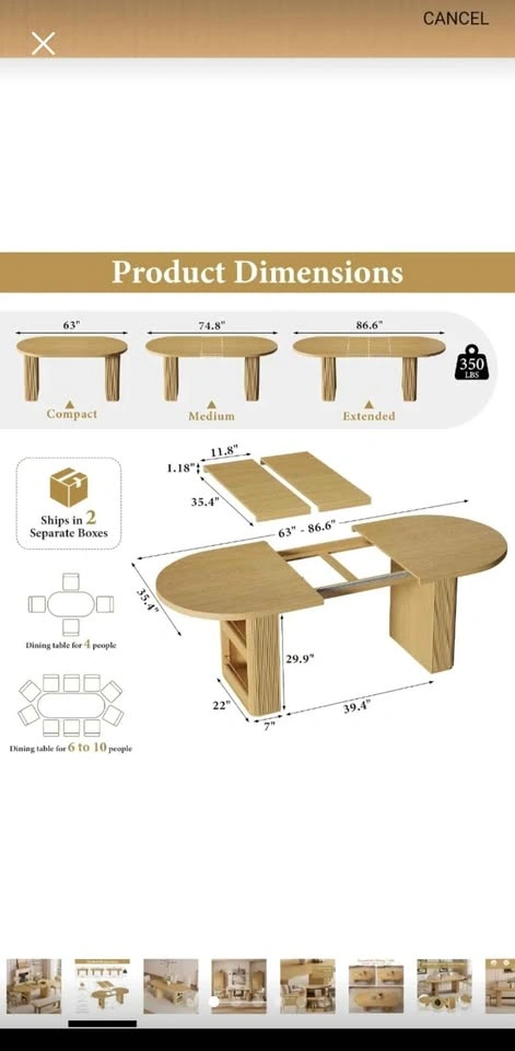 Expandable Oak Dining Table with Fluted Pedestal Base - photo 4