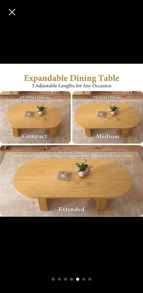 Expandable Oak Dining Table with Fluted Pedestal Base - photo 5