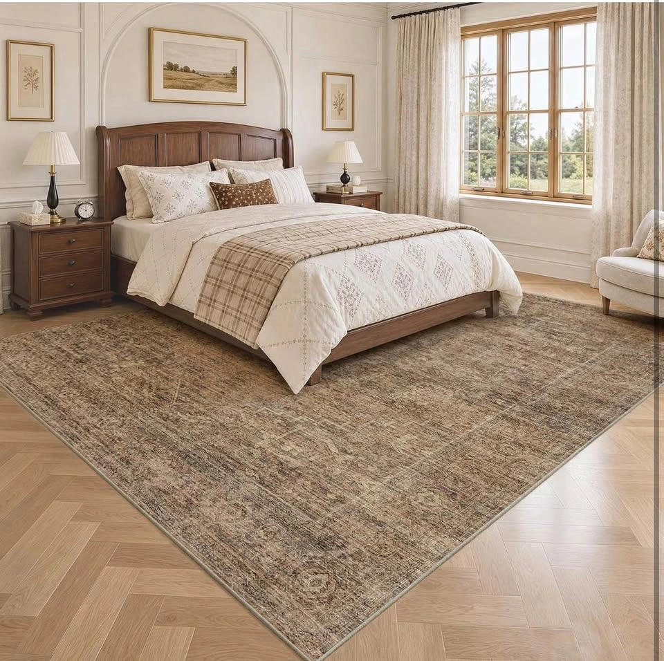 8x10 Washable Rust Brown Neutral Vintage Area Rug - photo 3