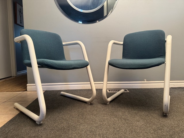 Pair of postmodern Kinetics cantilever chairs