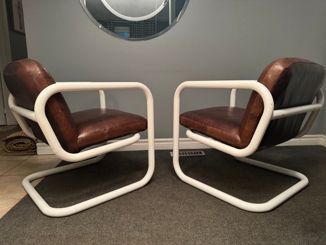 Postmodern pair of Kinetics leather lounge chairs - photo 3