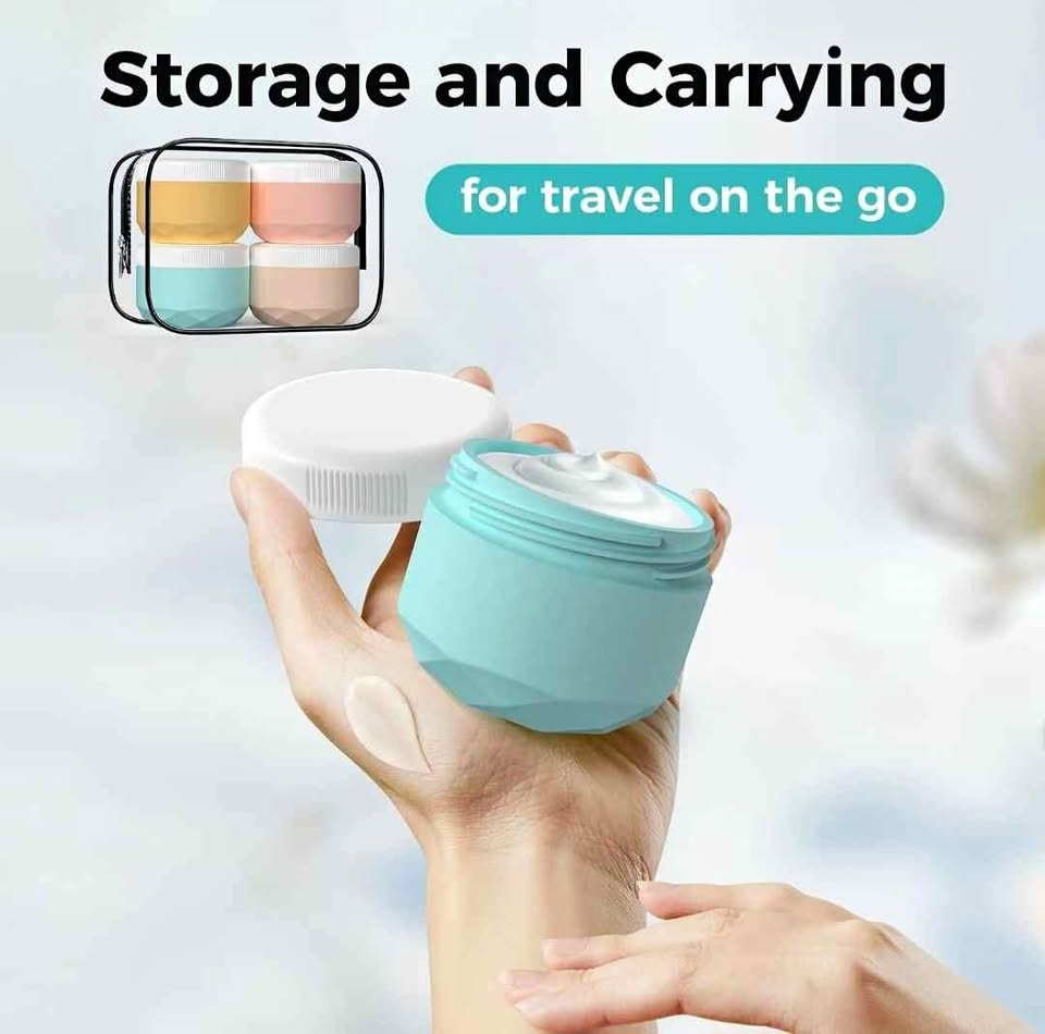 Pack of 4 Silicone Travel Containers for Toiletries