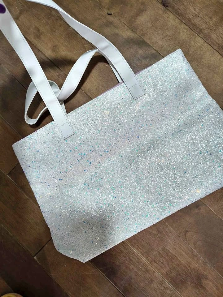 Clinique White Glitter Tote Bag