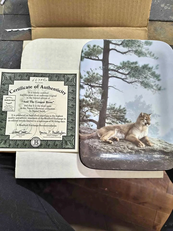 Bradford Exchange Nature's Harmony 'And The Cougar Rests' Plate