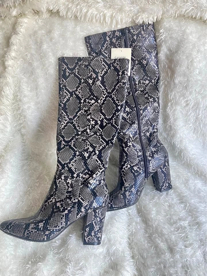 George Snakeskin Print Knee-High Boots size 6