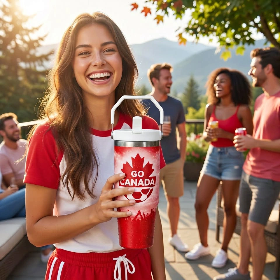 Stainless Steel Water Bottle with Straw and Handle