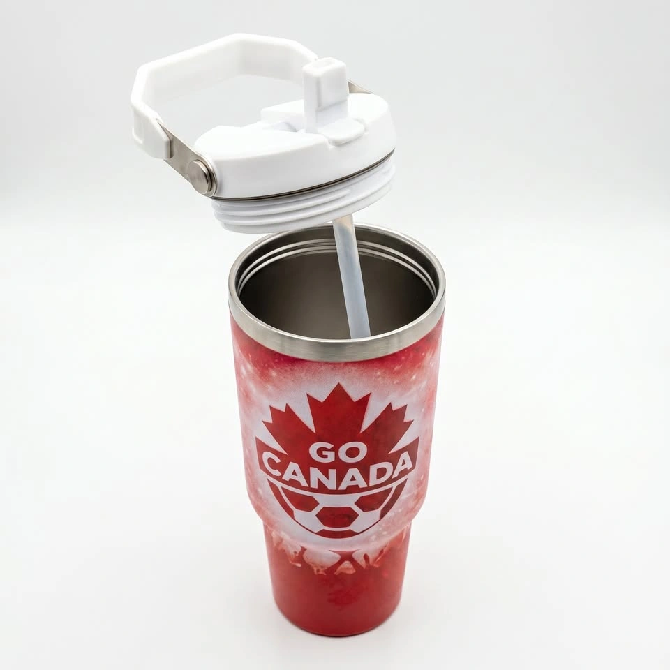 Stainless Steel Water Bottle with Straw and Handle - photo 3