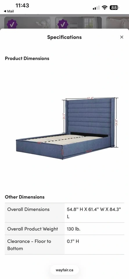 Wayfair Upholstered Hydraulic Lift Storage Bed - Double - photo 3
