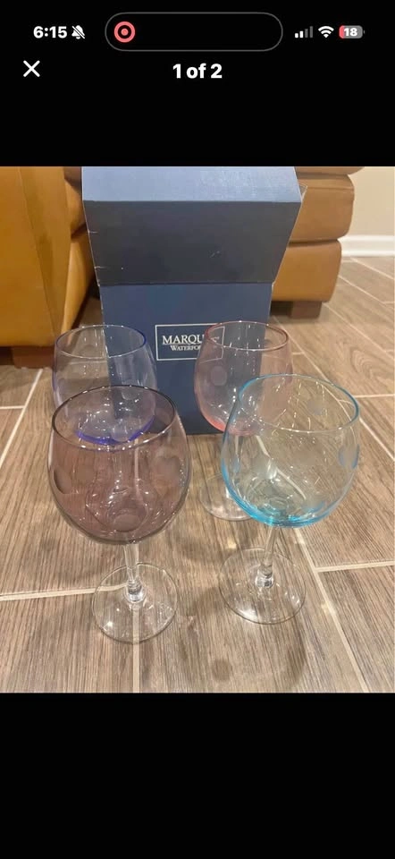 Waterford Marquis Set of 4 Polka Dot Multi-Colored Goblets