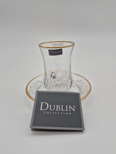 Dublin Crystal Gold Rim Kiddush Set