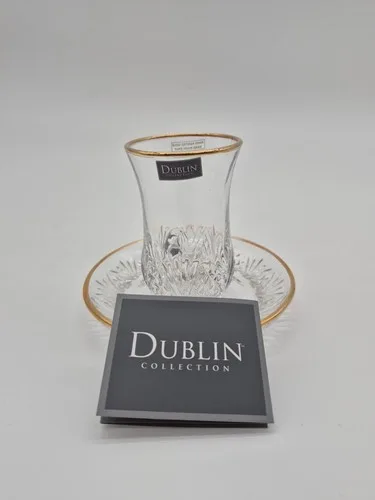 Dublin Crystal Gold Rim Kiddush Set