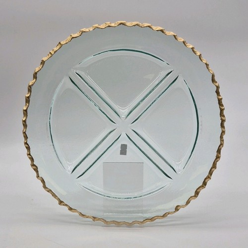 13" 4-Section Clear and Gold Glass Serving Plate