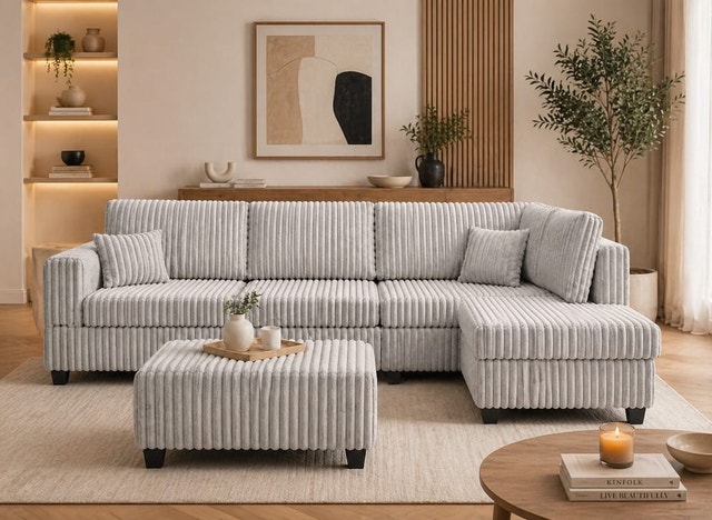 Sectional Sofa Modern 7-seater Large Ottoman Storage Upgrade