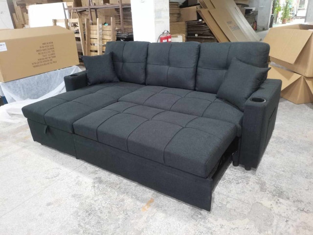 Modern L Shape Sectional Sofa with Storage Ottoman - photo 3