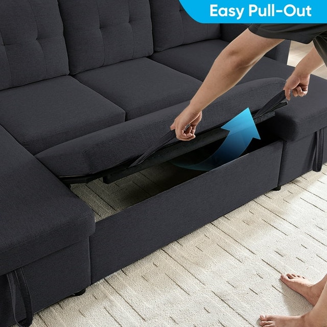 Convertible Pull out Sectional Sofa Bed Comfortable L Shape - photo 5