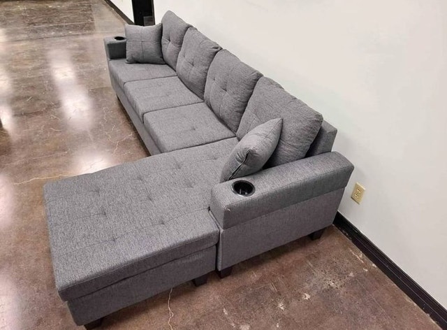 Grey Stylish L Shape Sectional Sofa Bed Brand New
