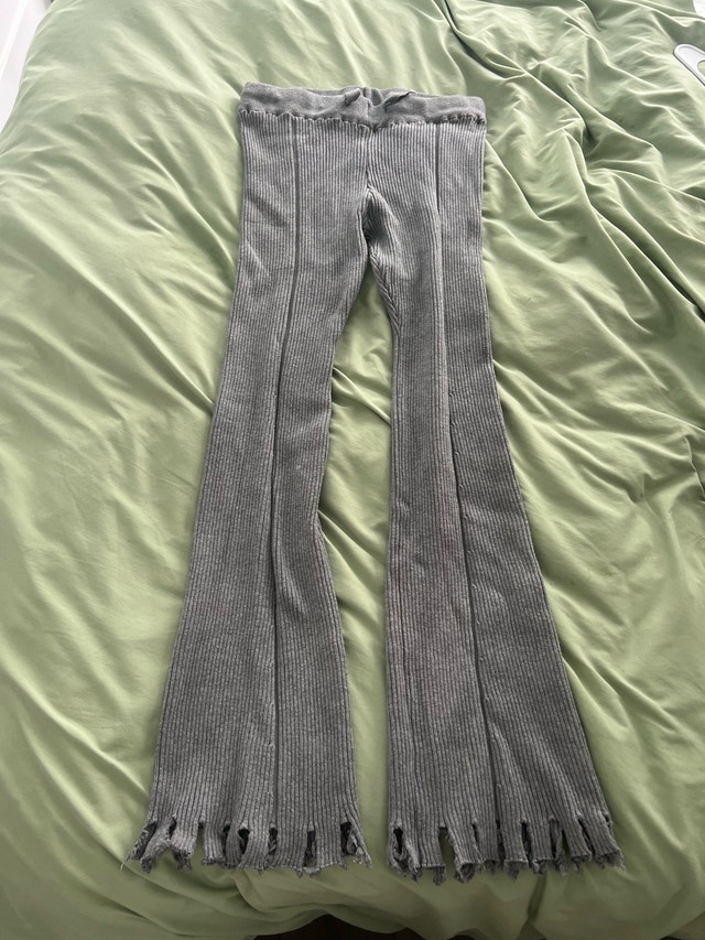 Grey Ribbed Pants