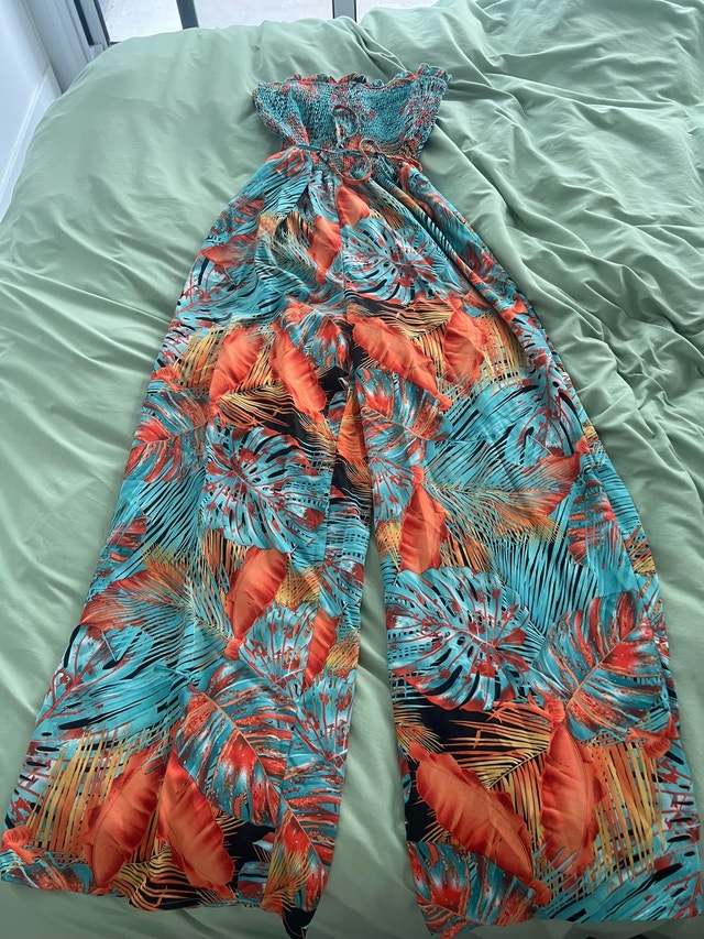 Floral Strapless Jumpsuit L