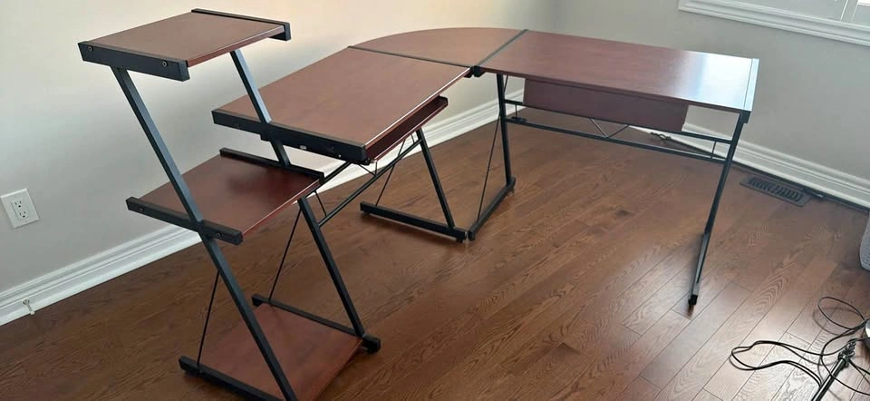 L-Shaped Corner Desk with Printer Stand