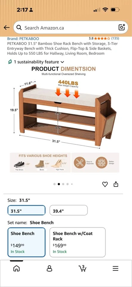 Bamboo Shoe Rack Bench with Storage - photo 2