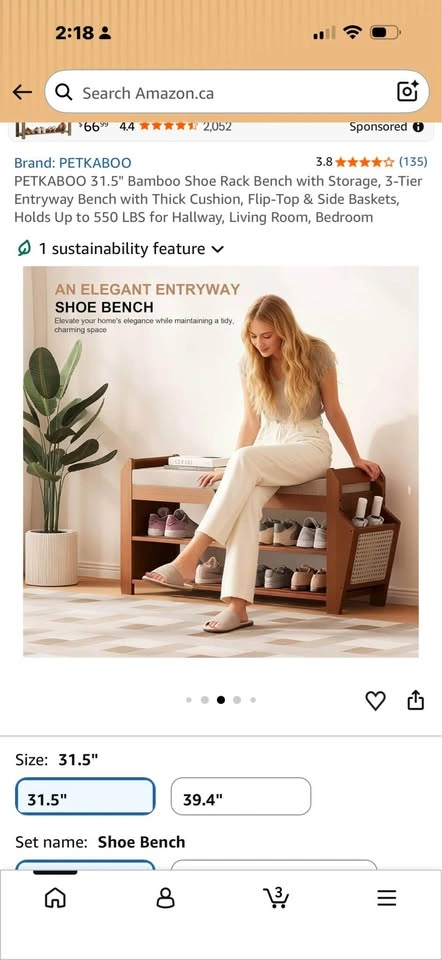 Bamboo Shoe Rack Bench with Storage - photo 4
