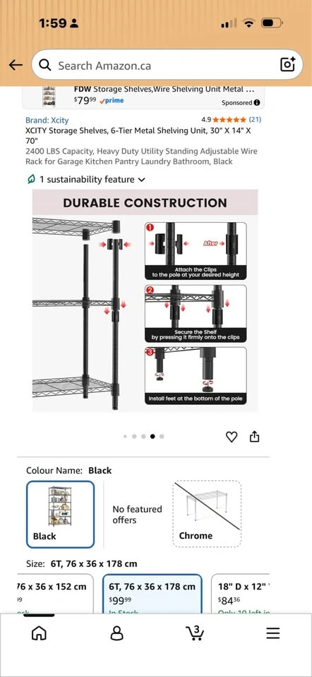 Storage Shelves, 6-Tier Metal Shelving Unit - photo 4