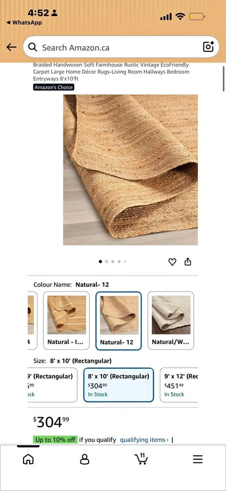 Jute Area Rug 8x10 Feet