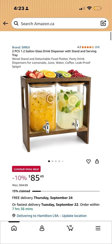 Glass Drink Dispenser with Stand