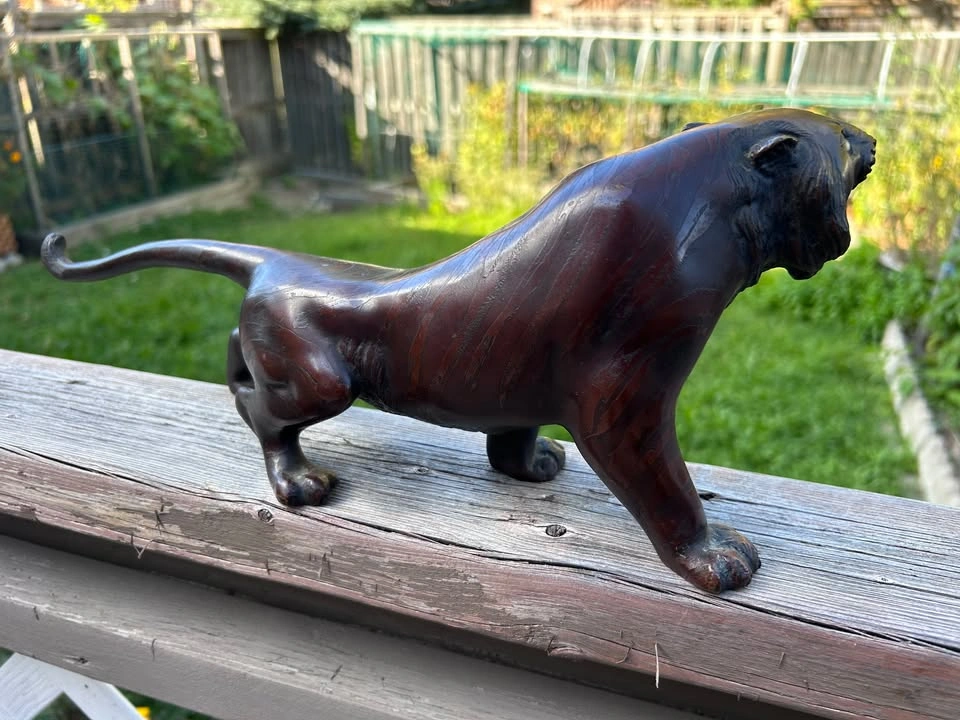 Vintage Brass Cast Sculpture of a Roaring Tiger - photo 5