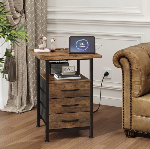 GYIIYUO 1-Pack Night Stand with 19'' Large Tabletop & 3 Drawers - photo 2
