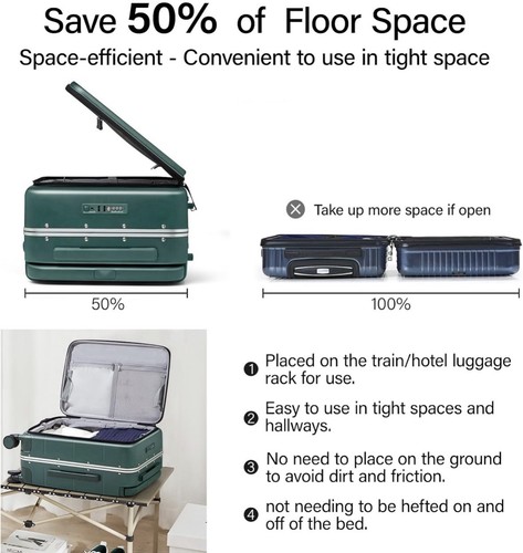 Hanke 20 Inch Carry On Luggage, Top Open, Blackish Green - photo 5