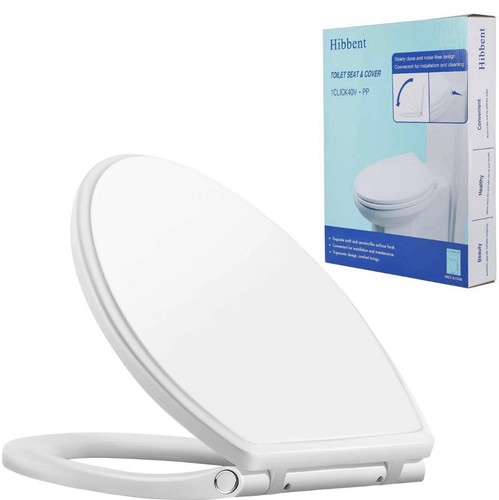 Elongated Closed Front White Toilet Seat Slow-Close